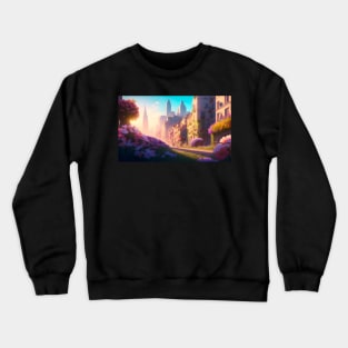 City street with beautiful flowers Crewneck Sweatshirt